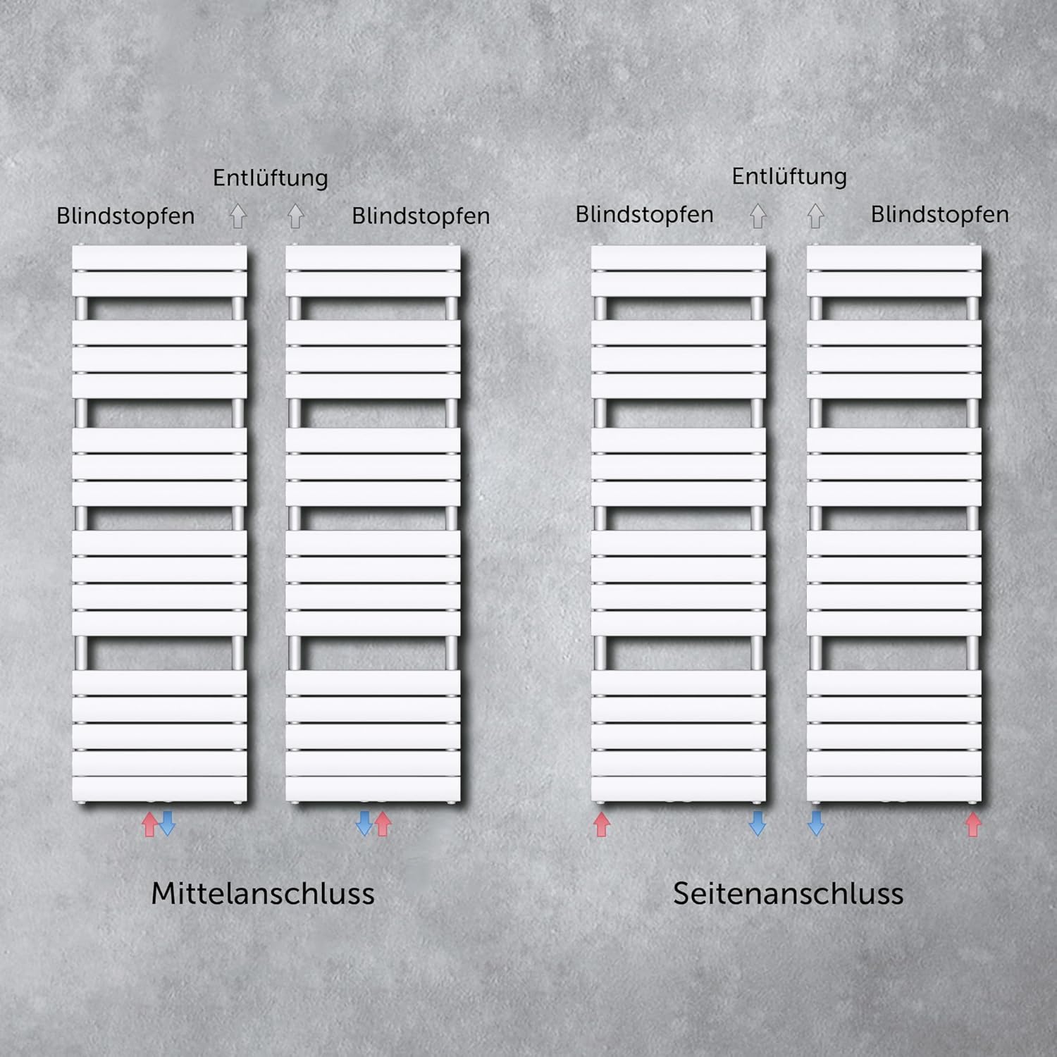 doporro Badheizkörper Heizkörper Bad Design Badheizung Flachheizkörper 160x50cm Weiß Paneelheizkörper Einlagig Horizontal 2in1 Mittelanschluss oder Seitenanschluss FH