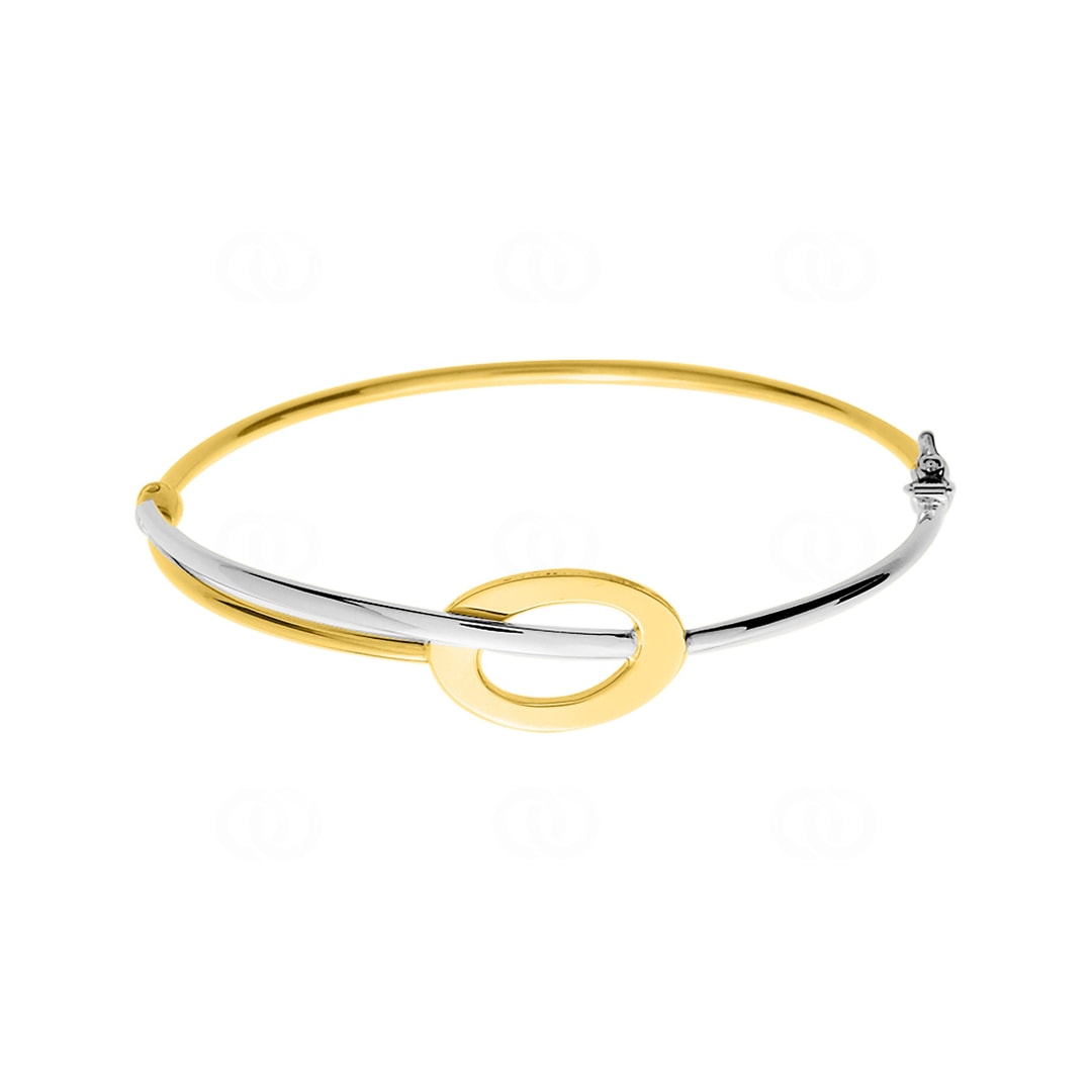 Armreif oval 750/18 K Gelb-/Weissgold