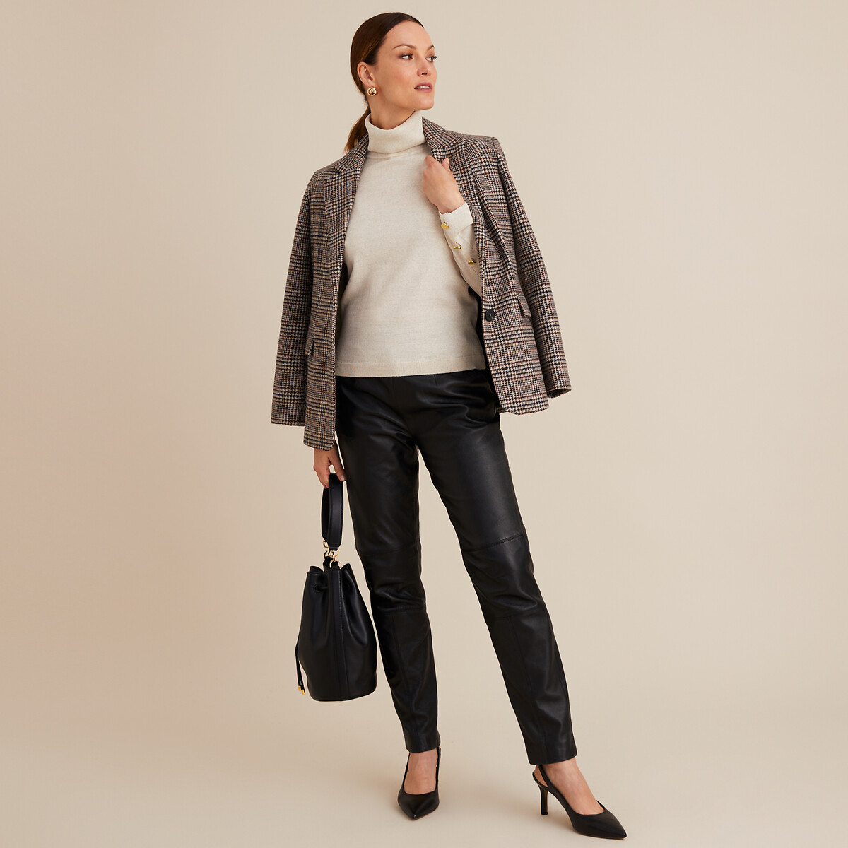 ANNE WEYBURN<br>Jaqueta de corte reto com estampa xadrez