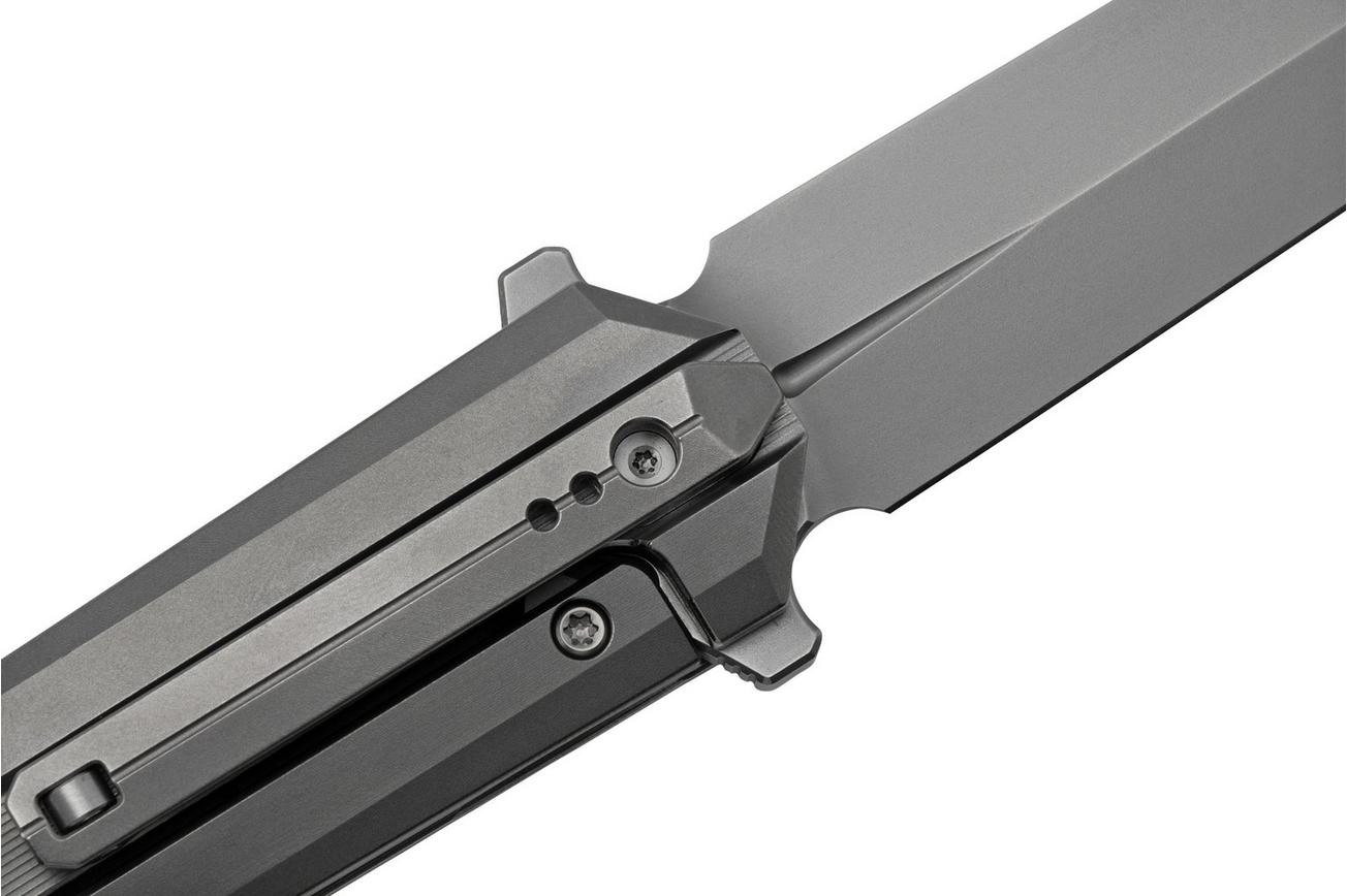 WE Knife Diatomic WE22032-2 Gray Bead Blasted Titanium, Gray Bead Blasted Single Edge zakmes