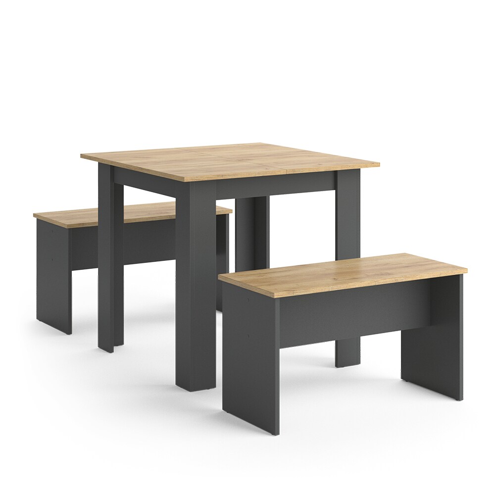 Vicco Tischgruppe Sitzgruppe Esszimmer Sentio Esstisch Anthrazit Eiche 80 cm