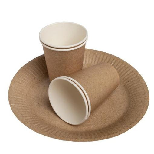 (15er Set) Pappbecher Einweg Papier Becher Party Geschirr Tisch Deko (89109I) - Kraft