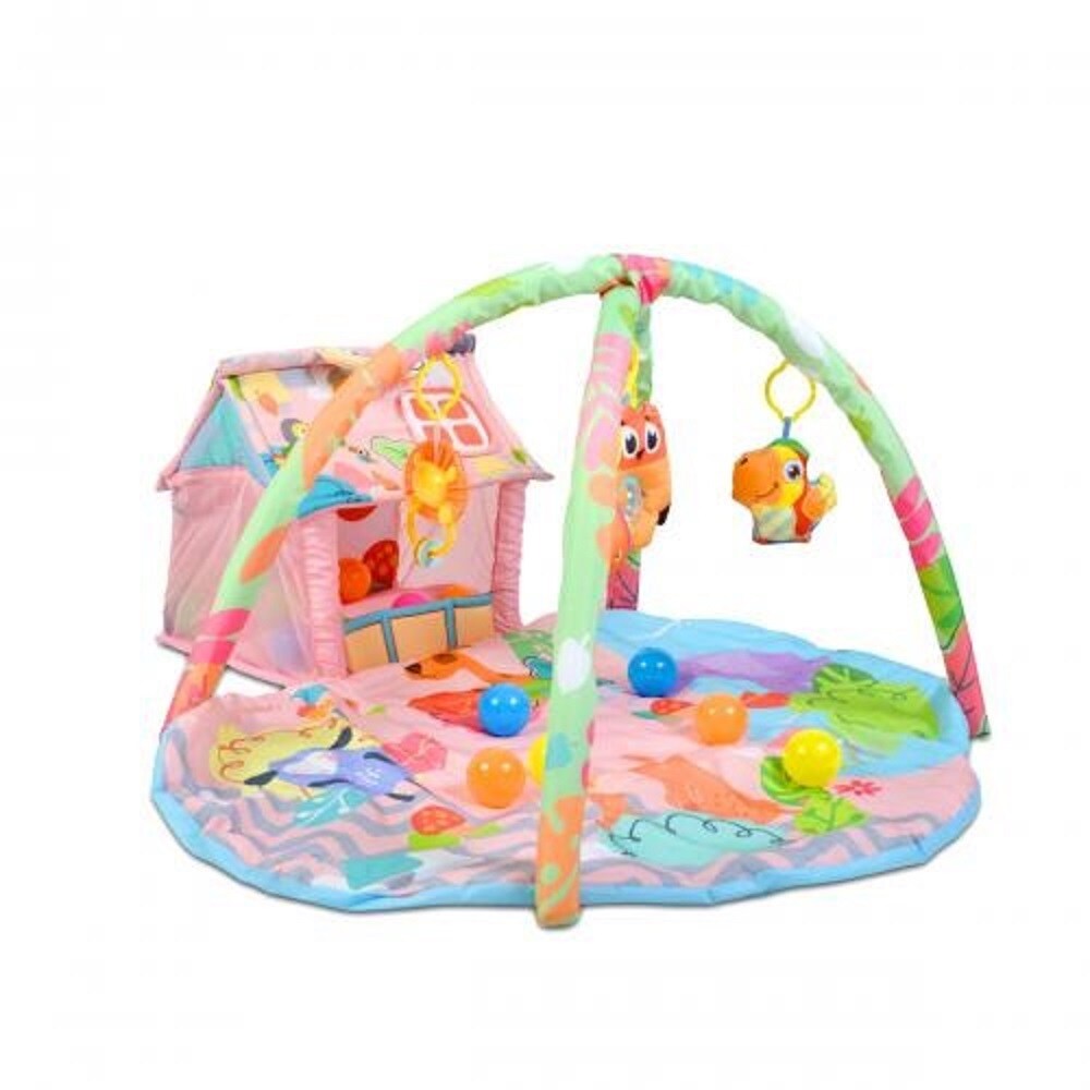 Moni Spielbogen Happy Farm Activity Center 30 Spielbälle kleines Haus Greiflinge pink