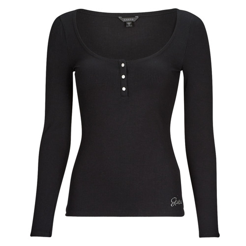 Guess - LS KARLEE JEWEL BTN HENLEY - Noir