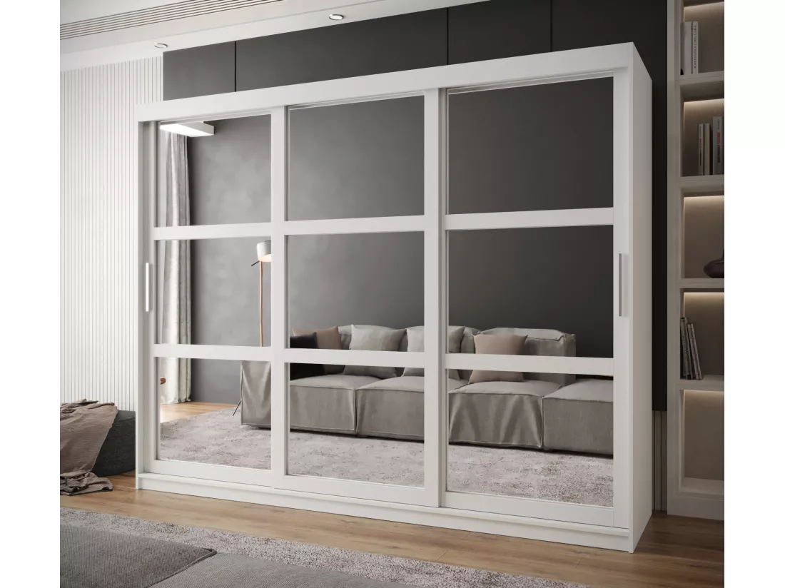 ARMOIRE MIROR À PORTES COULISSANTES 200/250/62 3 Portes (blanc)
