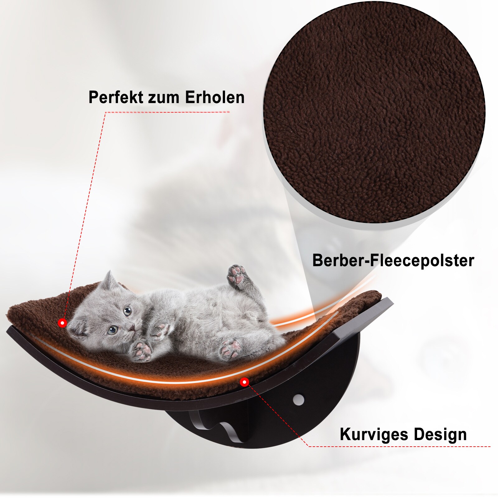 PawHut Katzenbett für Wandmontage 41L x 28B x 21H cm