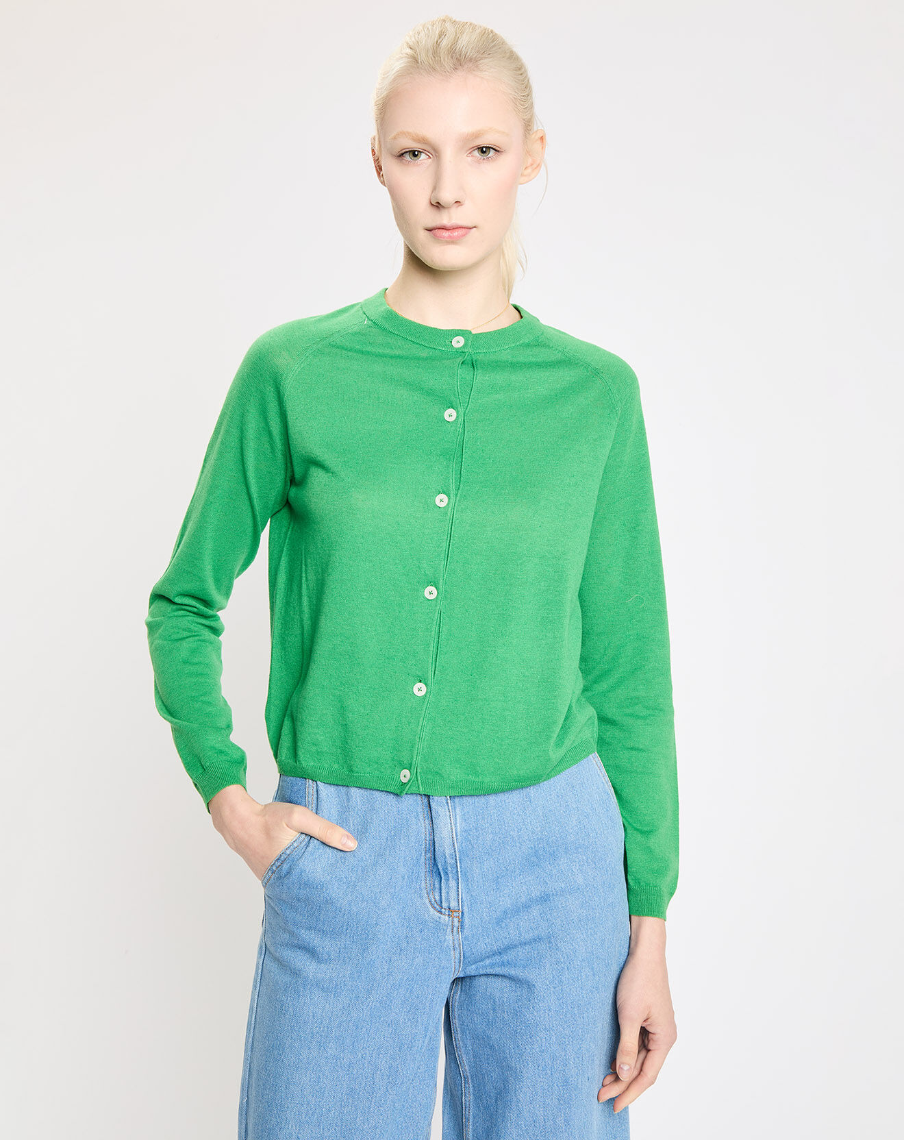 Jodhpur Gilet en Lin & Coton Rouga vert
