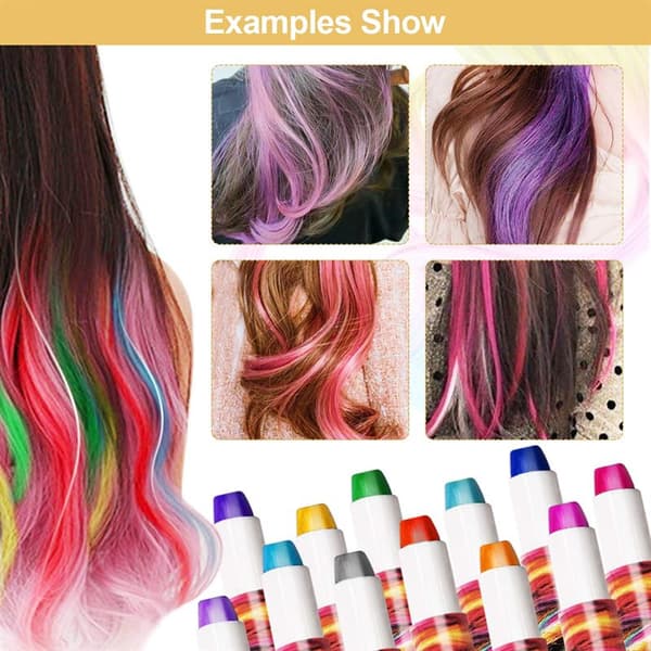 Hair Crayon - Hair Chalk Color Pen - 12 farger