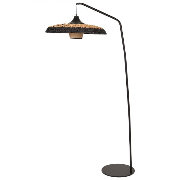 Beliani Candeeiro de Pé Preto 170 cm com Abajur em Corda de Papel para Quarto Ou Sala de Estilo Boho