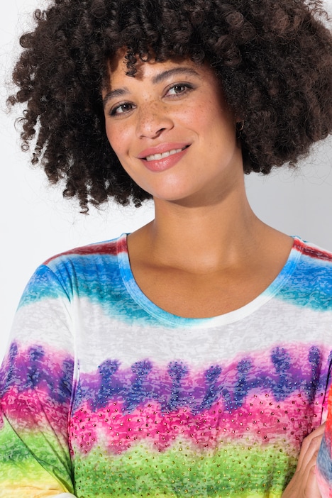 T-Shirt, A-Linie, Wasserfarben-Streifen