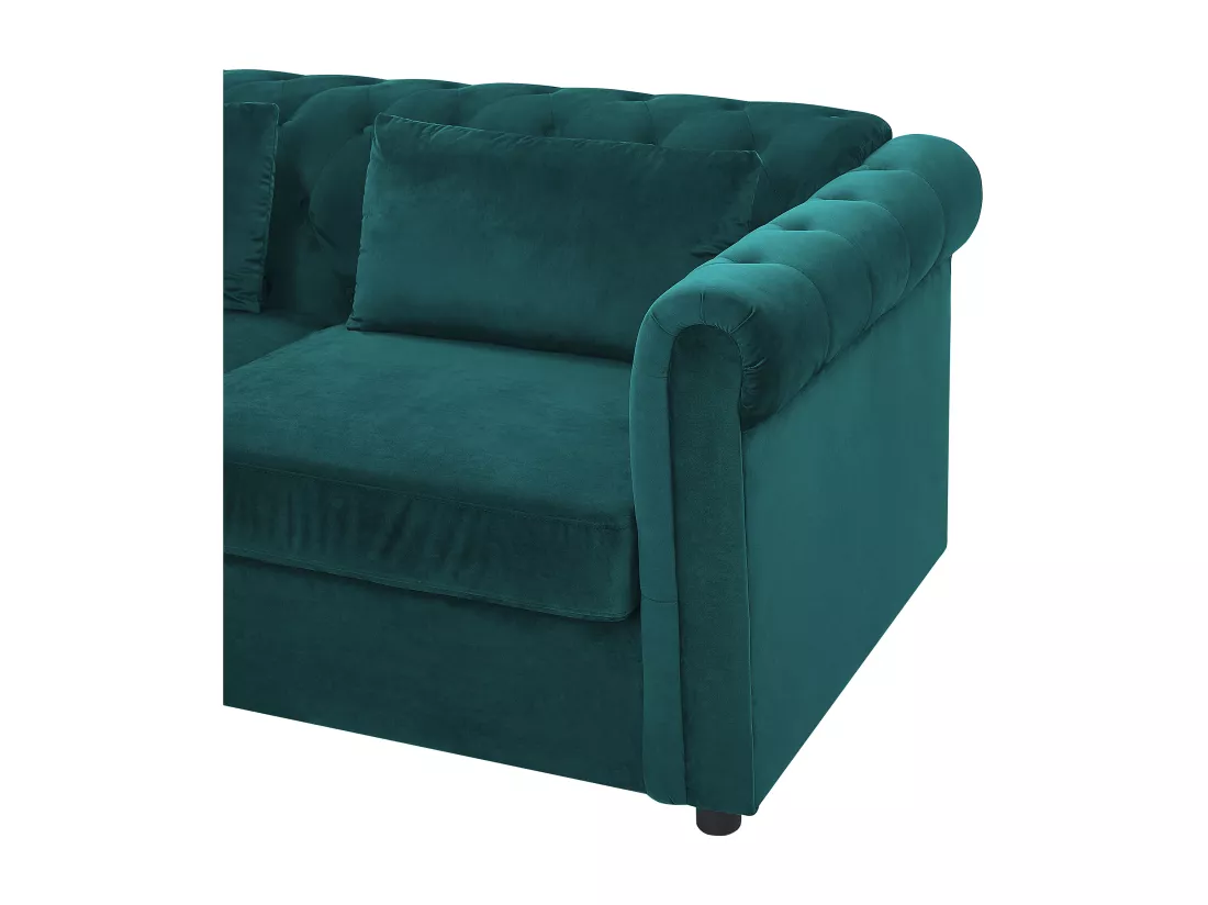 Canapé convertible 3 places en velours vert foncé CHESTERFIELD