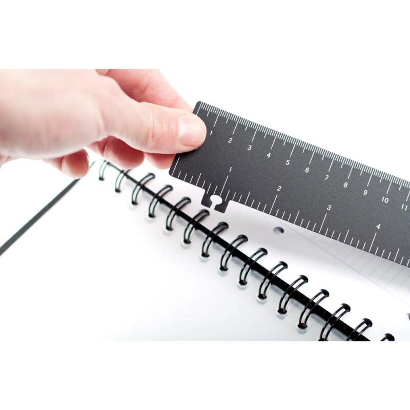 Exabook Rhodiactive rechargeable reliure intégrale A4+ 160 pages petits carreaux 5x5 avec cadre en-tête 80g - Noir