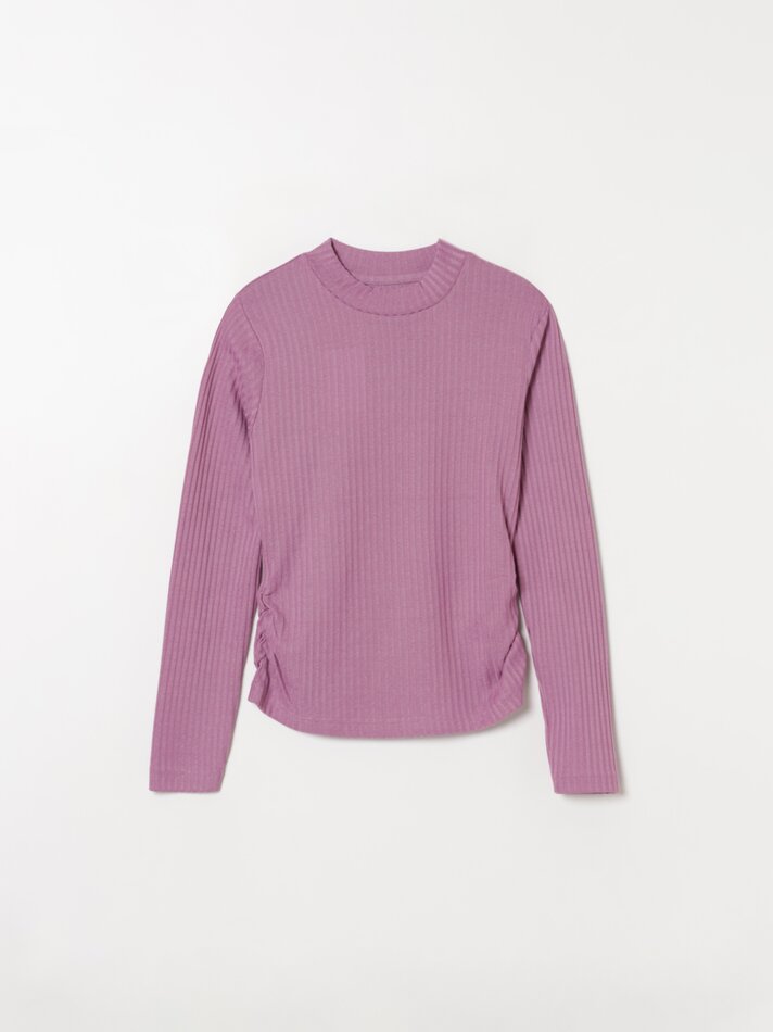 Camiseta com efeito desgastado nas laterais - Malva