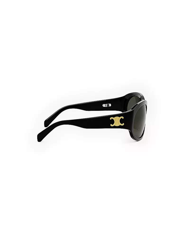 CELINE Triomphe schwarze ovale Sonnenbrille schwarz