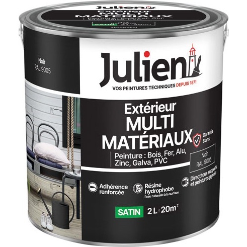 Peinture 2 L Extérieur Multi-matériaux - Noir RAL9005