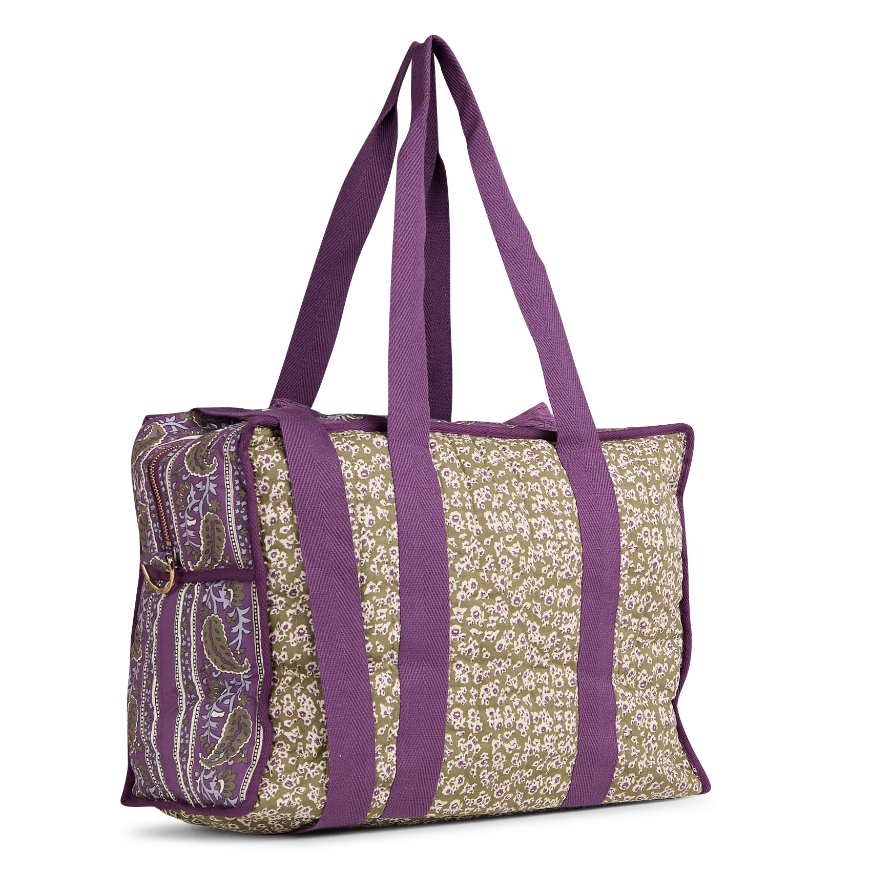 LILIO - Sac matelassé à imprimé fleuri en coton bio | Kaki