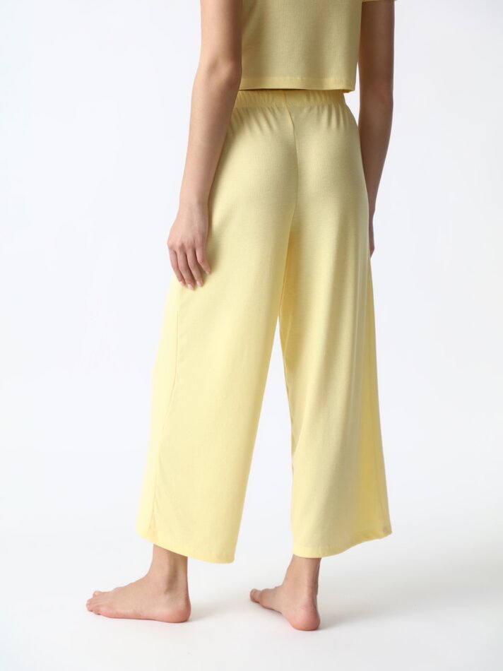 Calça de pijama canelada - Amarela
