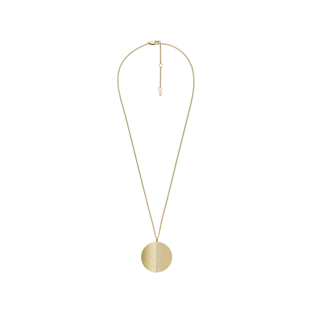 Collier FOSSIL acier inoxydable doré pendentif rond porte photo 40cm