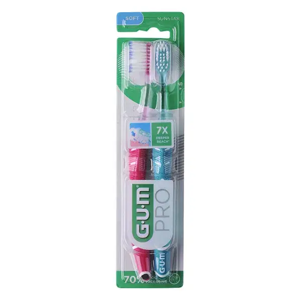 Escovas de dentes Gum Pro Soft Technology, pacote com 2 unidades