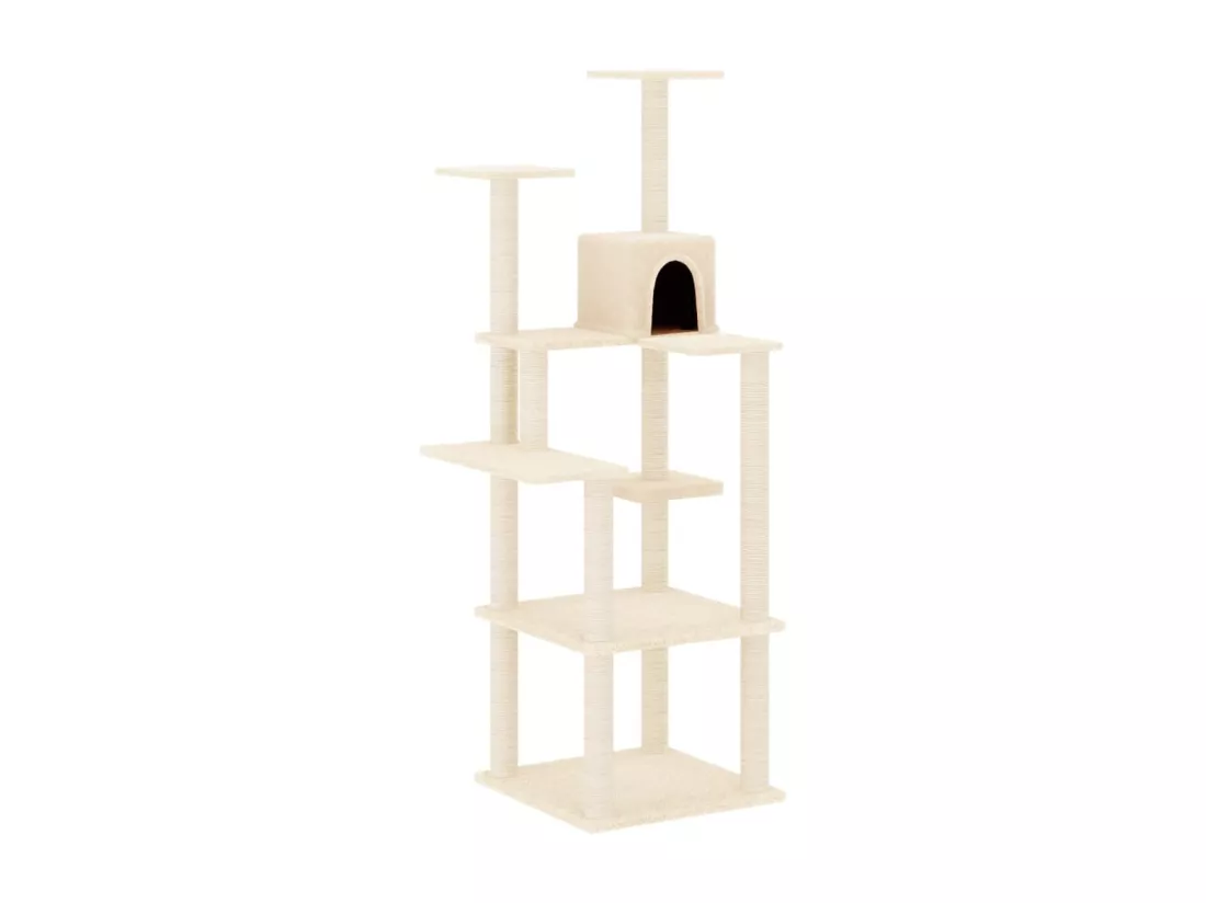 Arbre à chat avec griffoirs en sisal Crème 153 cm