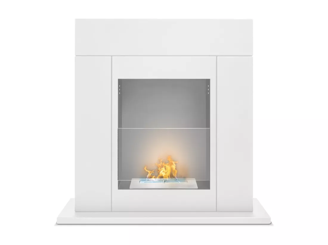 Marco Aurelio - Cheminée au bioéthanol de sol freestanding, 73x20xH75 cm couleur blanc