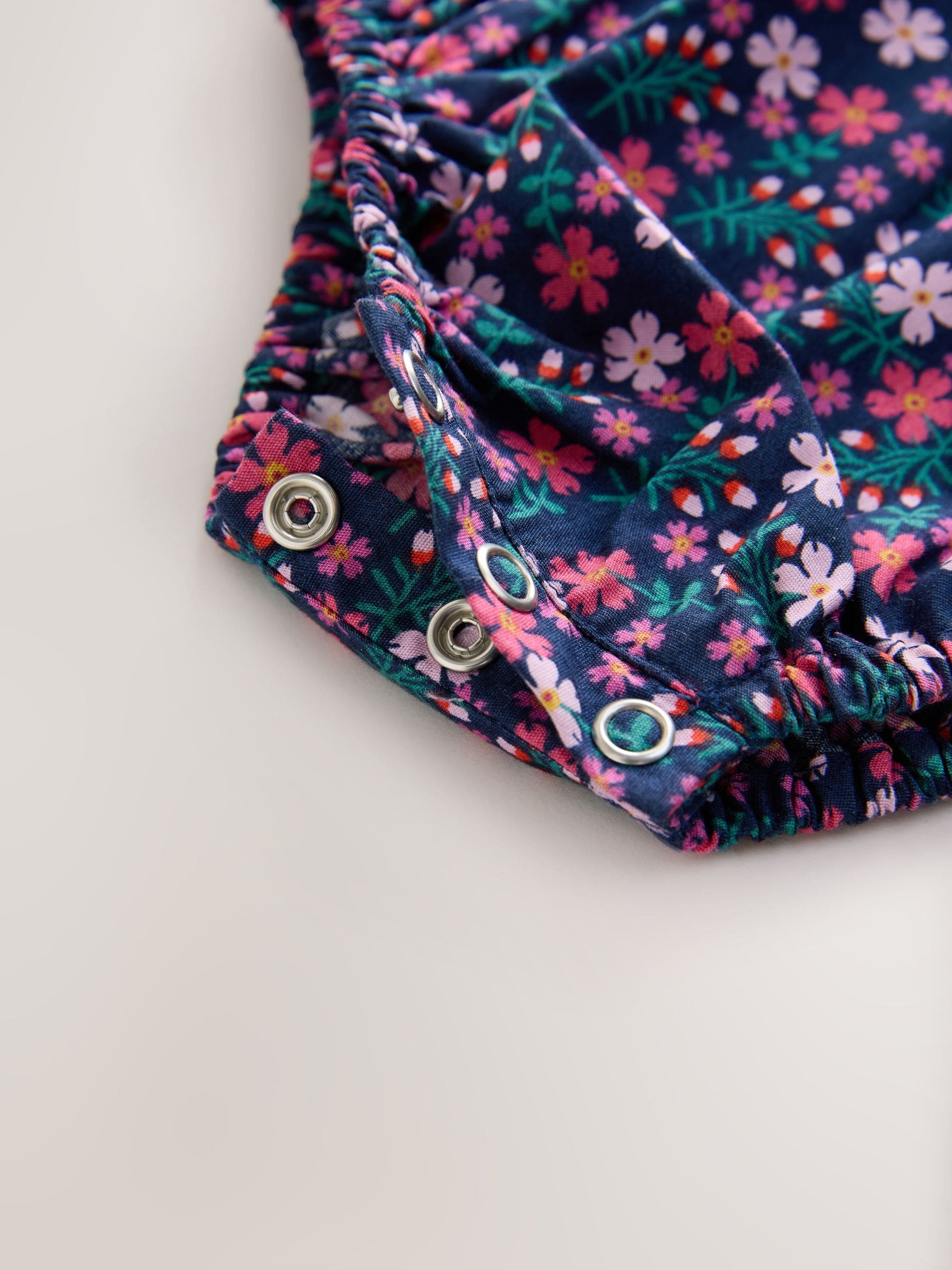 Marineblauwe fijne print - Babyrompers met bloemenprint Set 2 -delig met maillot (0mnd -3jr)