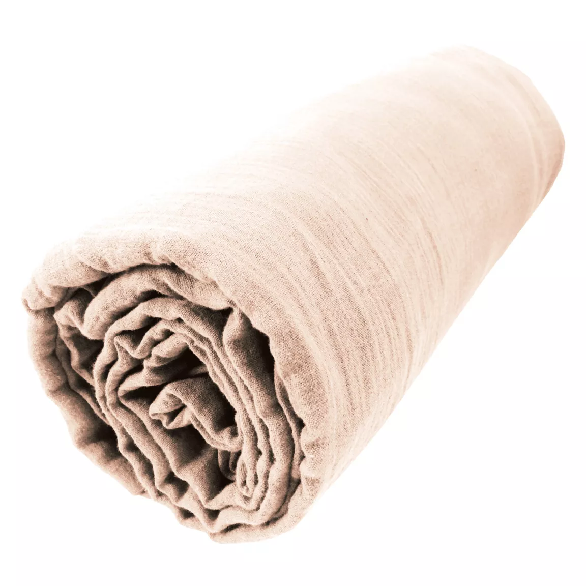 Drap housse gaze de coton (90 x 200 cm) Gaïa Rose poudré