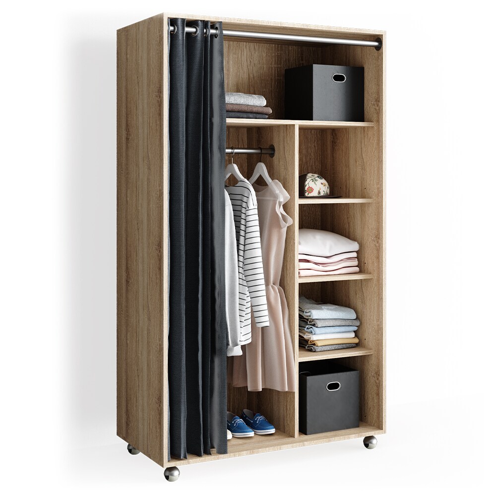 Vicco mobiler Kleiderschrank Dielenschrank Garderobe Doros Sonoma 100 x 168 cm offen rollbar