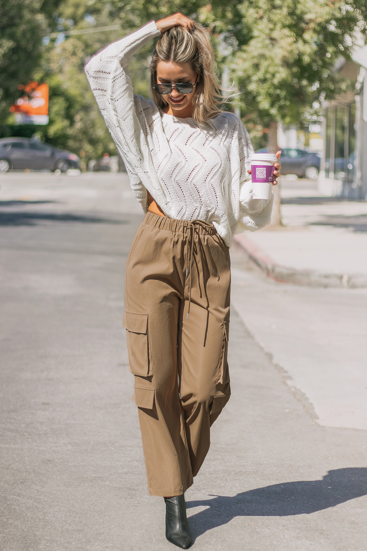 Pantalon cargo avec cordon de serrage à la taille