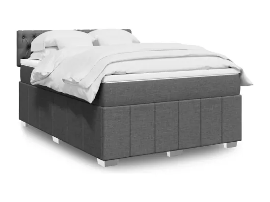 Sommier à lattes de lit avec matelas Gris foncé 160x200cm Tissu