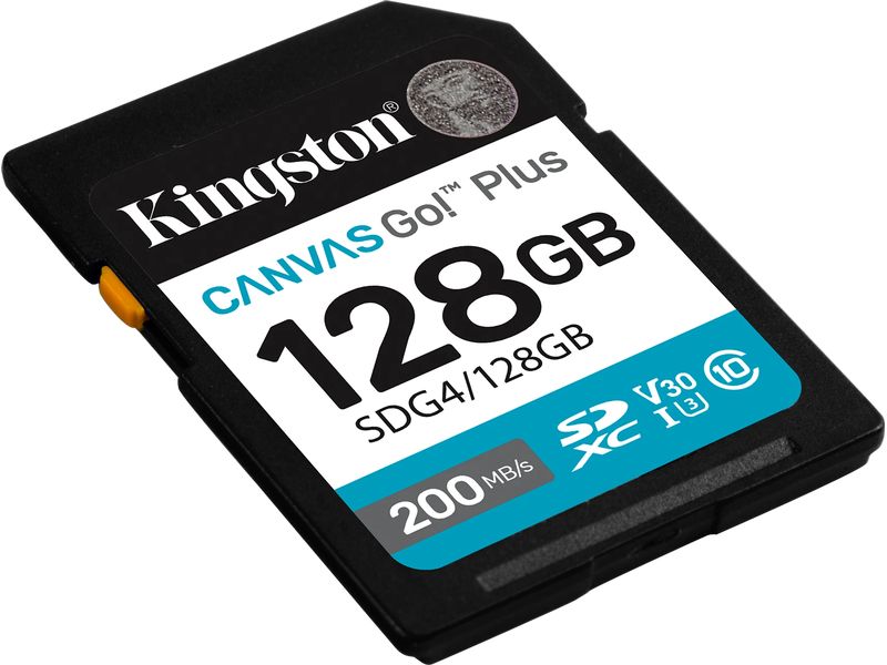 Kingston SDXC-Karte Canvas Go! Plus 128 GB SD-Karte UHS-I U3, 200 MB/s / 90 MB/s, ‎Klasse 10