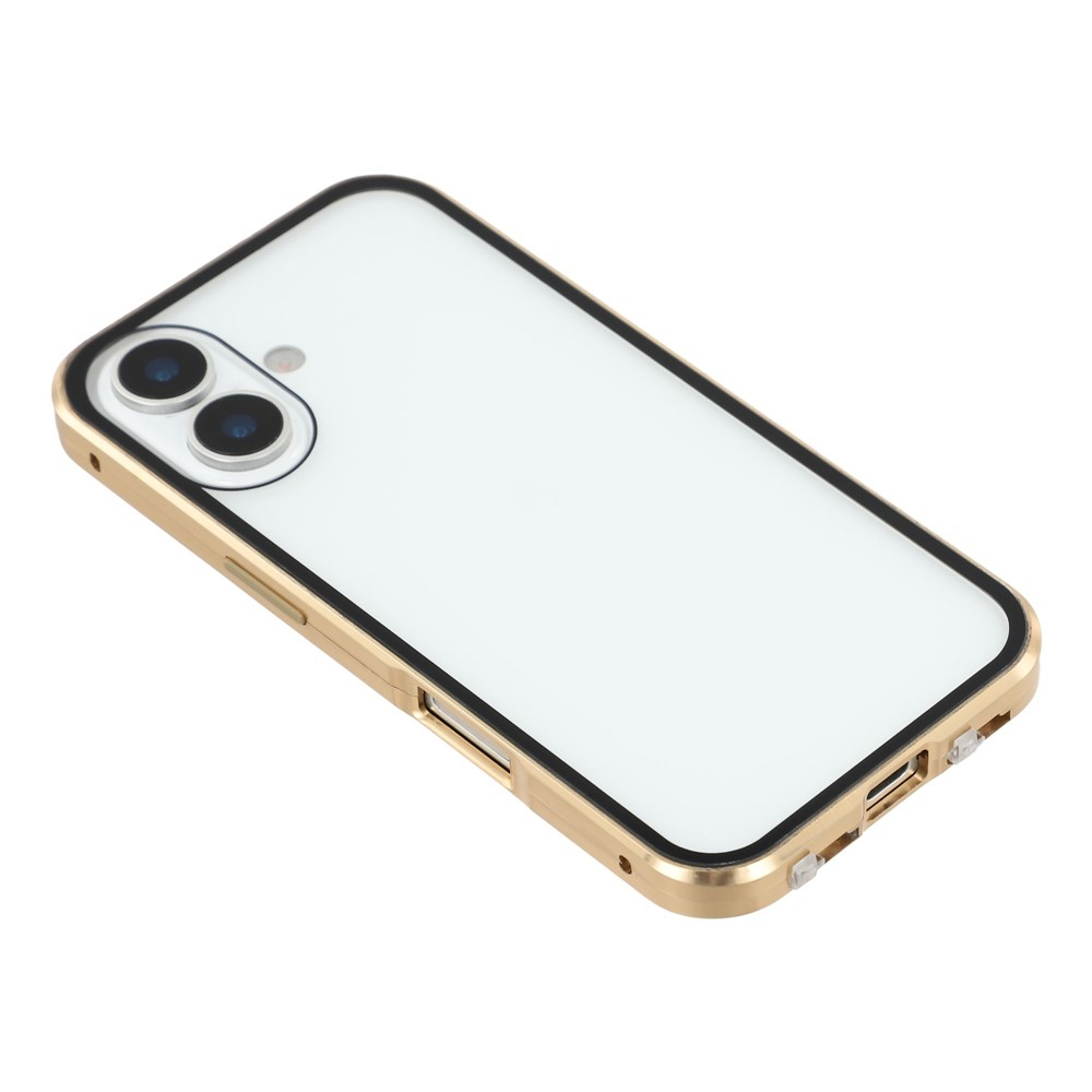 iPhone 17 Magnetische Alu Schutzhülle mit Panzer Glas Backcover   Displayschutz (Magnet-Technologie) - Gold