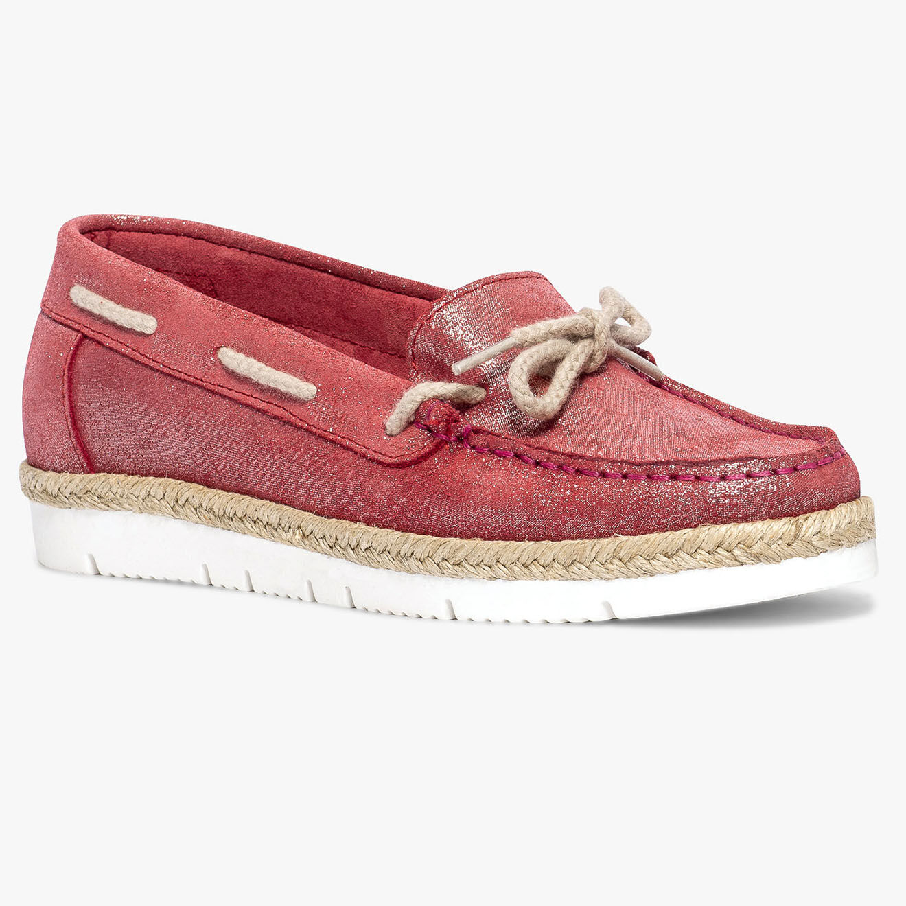 Bocage Chaussures bateau en Velours de Cuir Lauris rouges