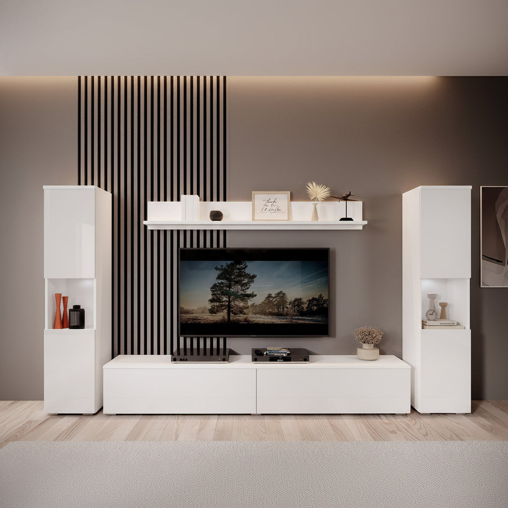 Pure XL - Wandmeubel - Wit - 180x33x130 cm