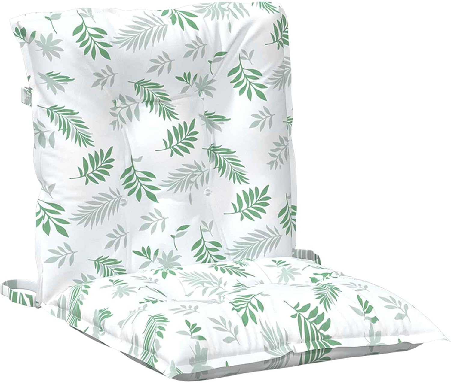 vidaXL Lowback Stuhlpolster Blatt 6 pcs Weiß 100 x 50 x 7 cm Oxford, Couchkissen, rechteckig, modern, rutschfest, atmungsaktives Oxford-Gewebe, Blattmuster, für Innen- und Außenbereich