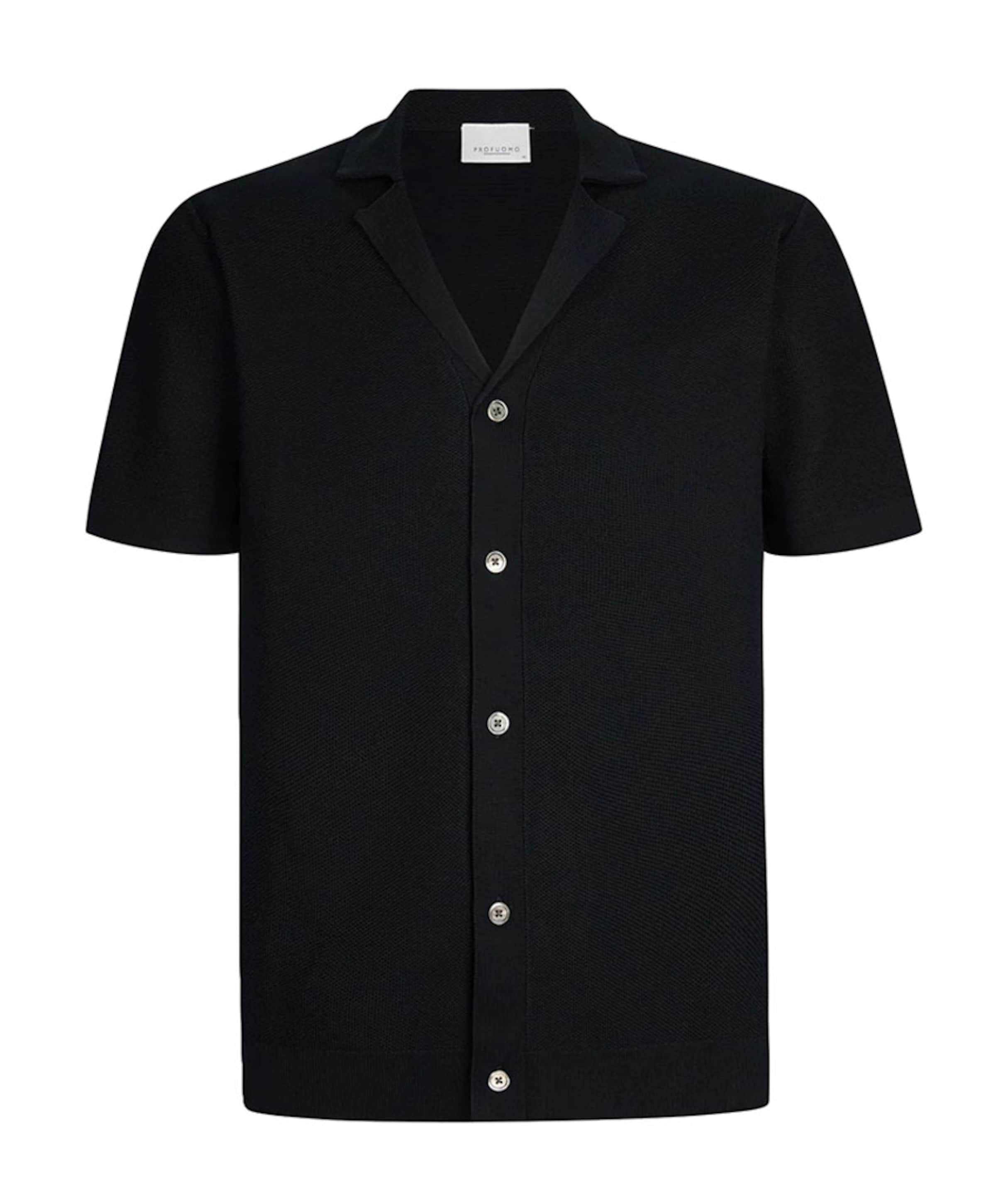 Profuomo Heren overhemd korte mouw blauw