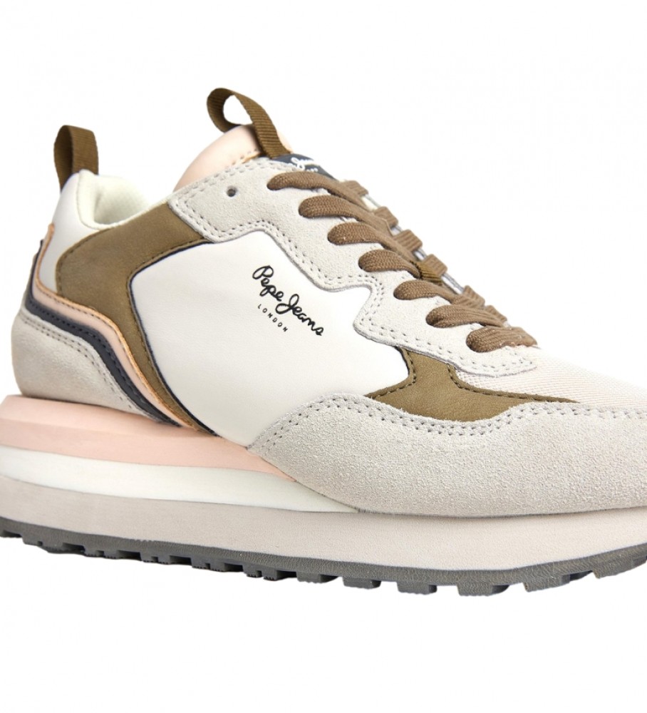 Tênis Pepe Jeans Blur Point em couro bege
