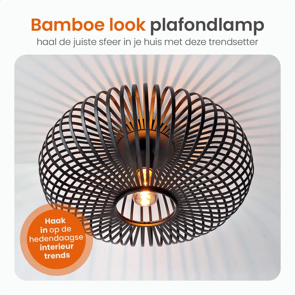 Goliving Plafondlamp - Plafonnière - E27 - Metaal - Ø 40 cm - Zwart