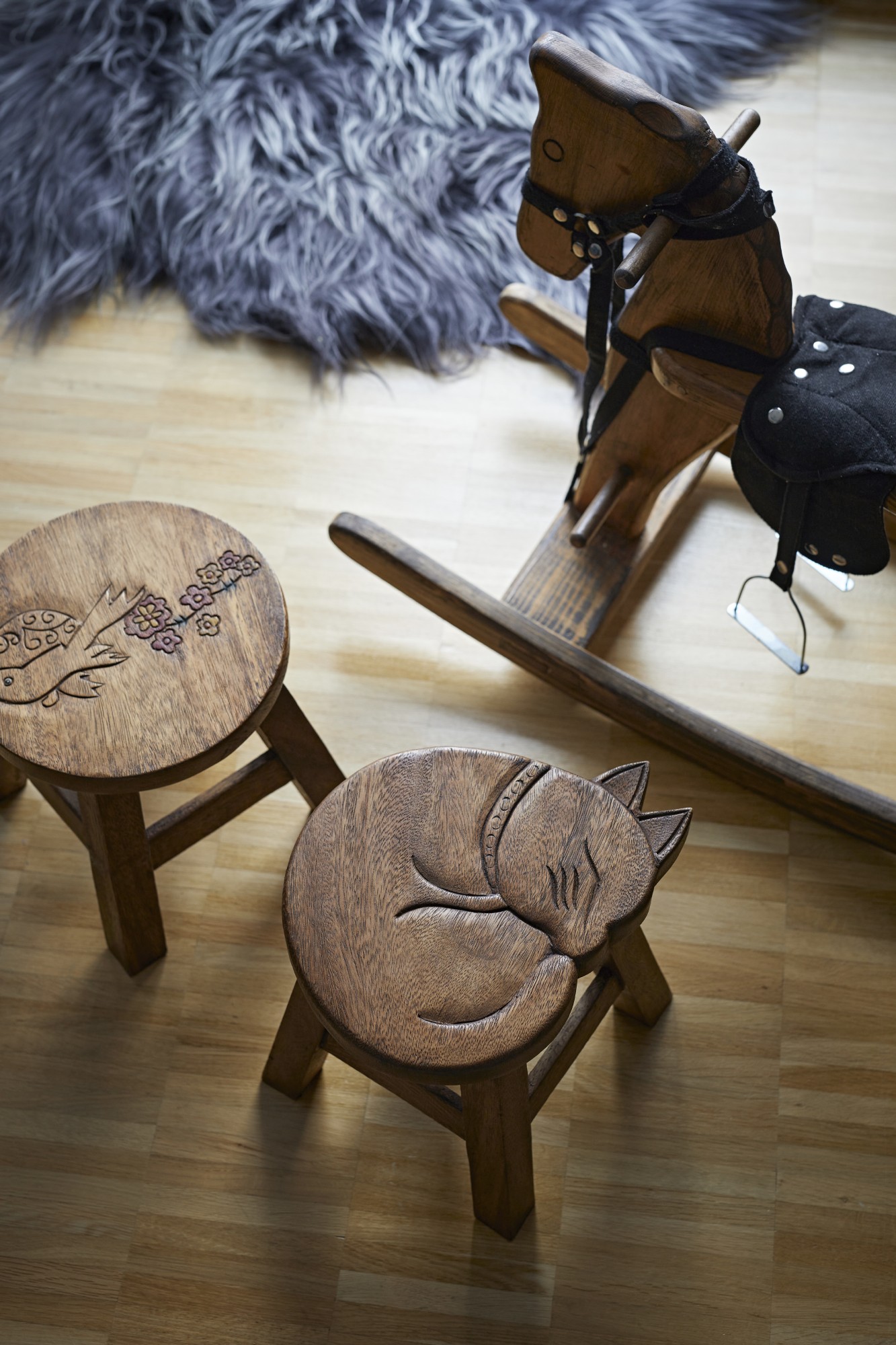 Hocker 'Katze', natur, H 25 cm, Ø 25 cm von fischer's lagerhaus