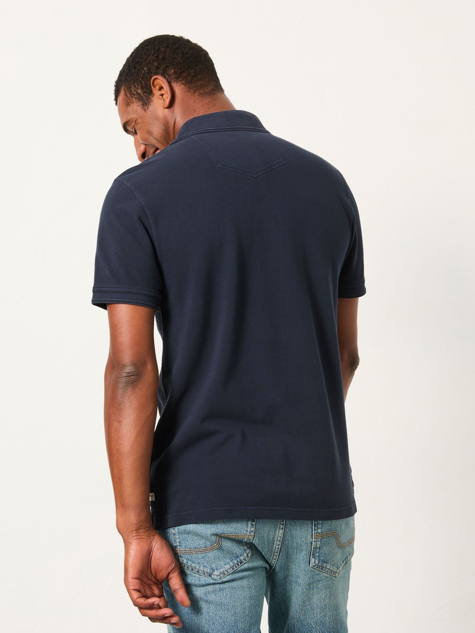 Marineblauw - FatFace - Piqué polo met korte mouwen