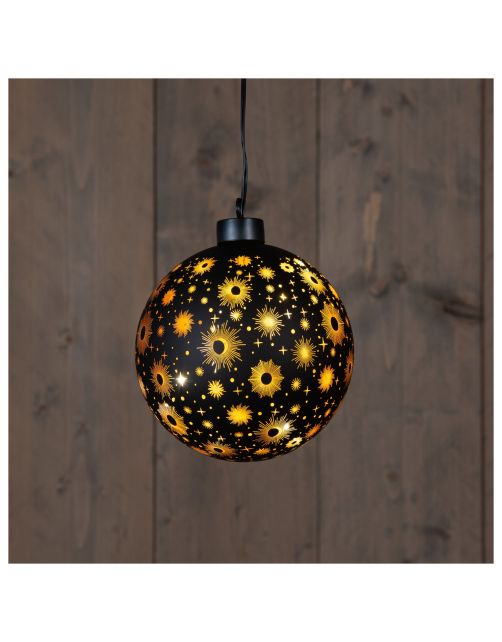 Anna's Collection Glasbal Kosmos - Kerstverlichting - 12 cm Zwart Goud