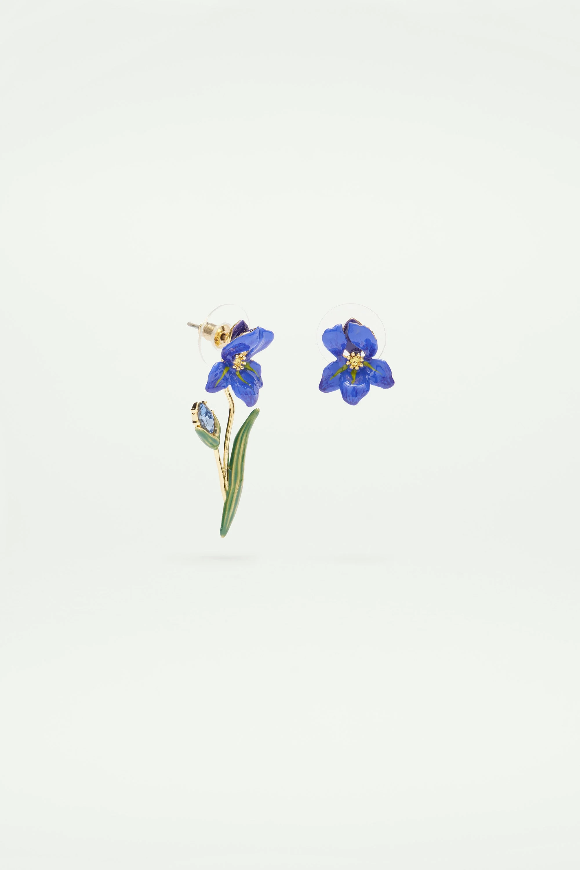 Boucles d'oreilles asymétriques iris de sibérie | Bleu