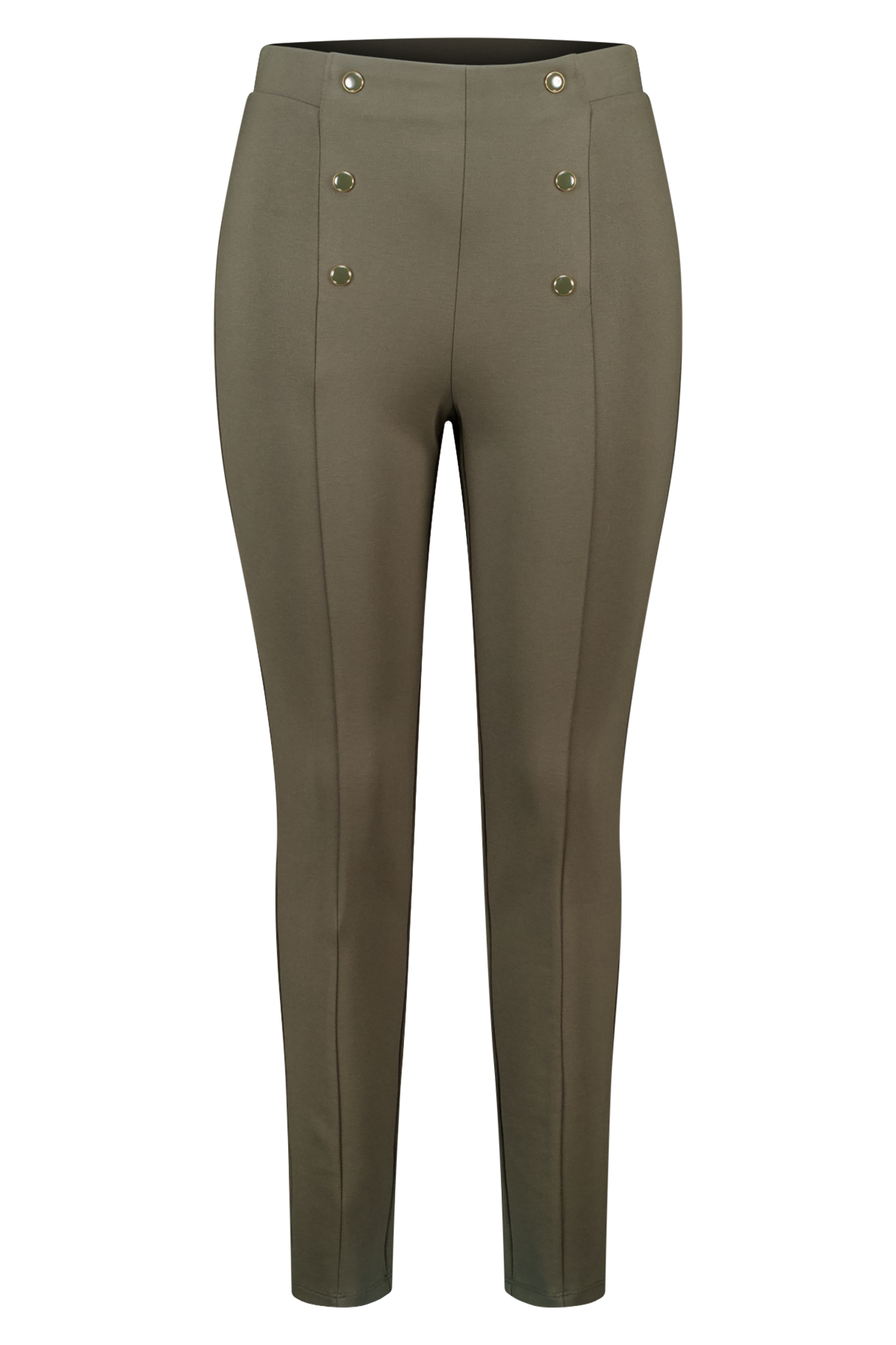Tregging met sierknopen Donker khaki