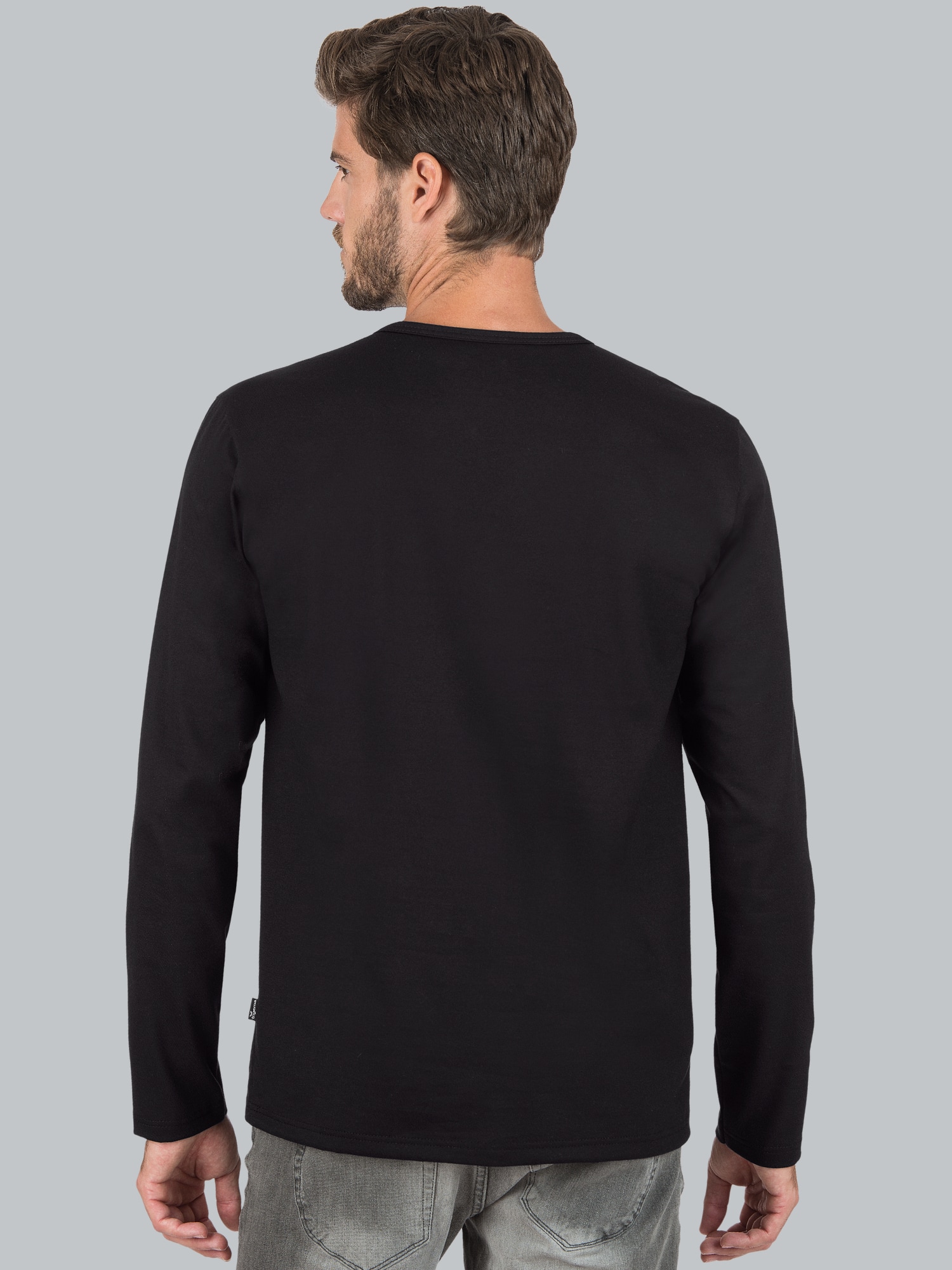 Langarmshirt mit Knopfleiste Schwarz