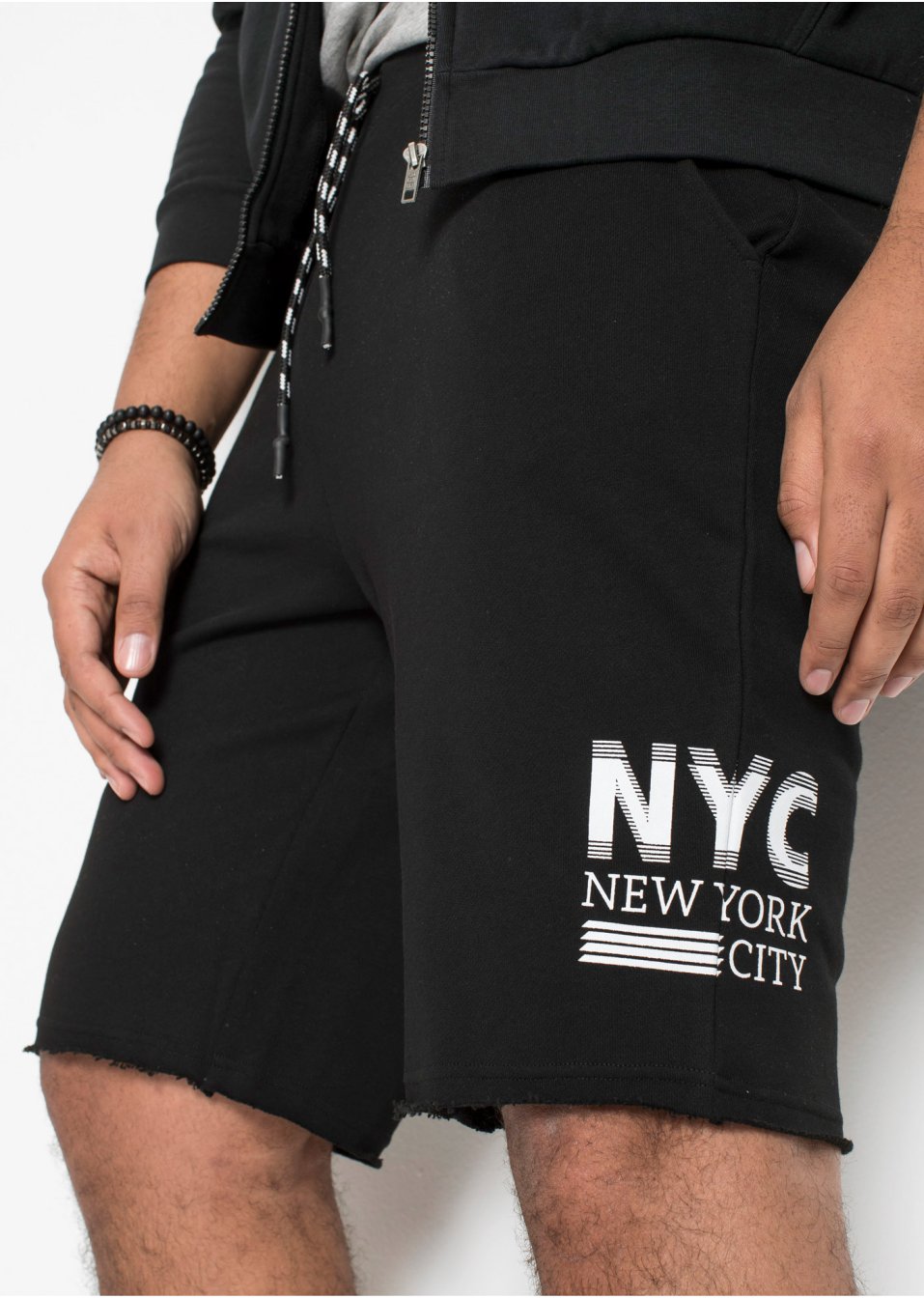 Bermuda sweat avec bordures à cru, Regular Fit