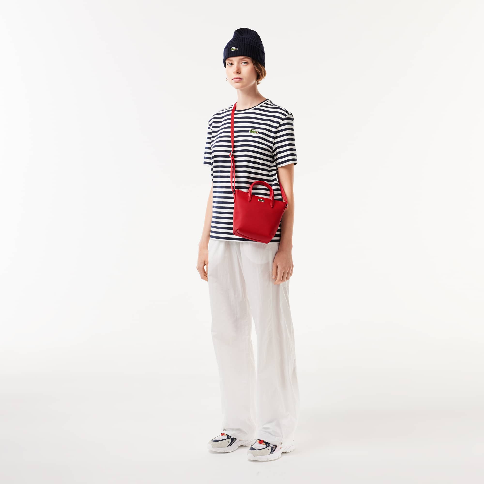 Mini sac cabas zippé L.12.12 Concept petit piqué uni Sacs à bandoulière - Rouge - Lacoste - Femme