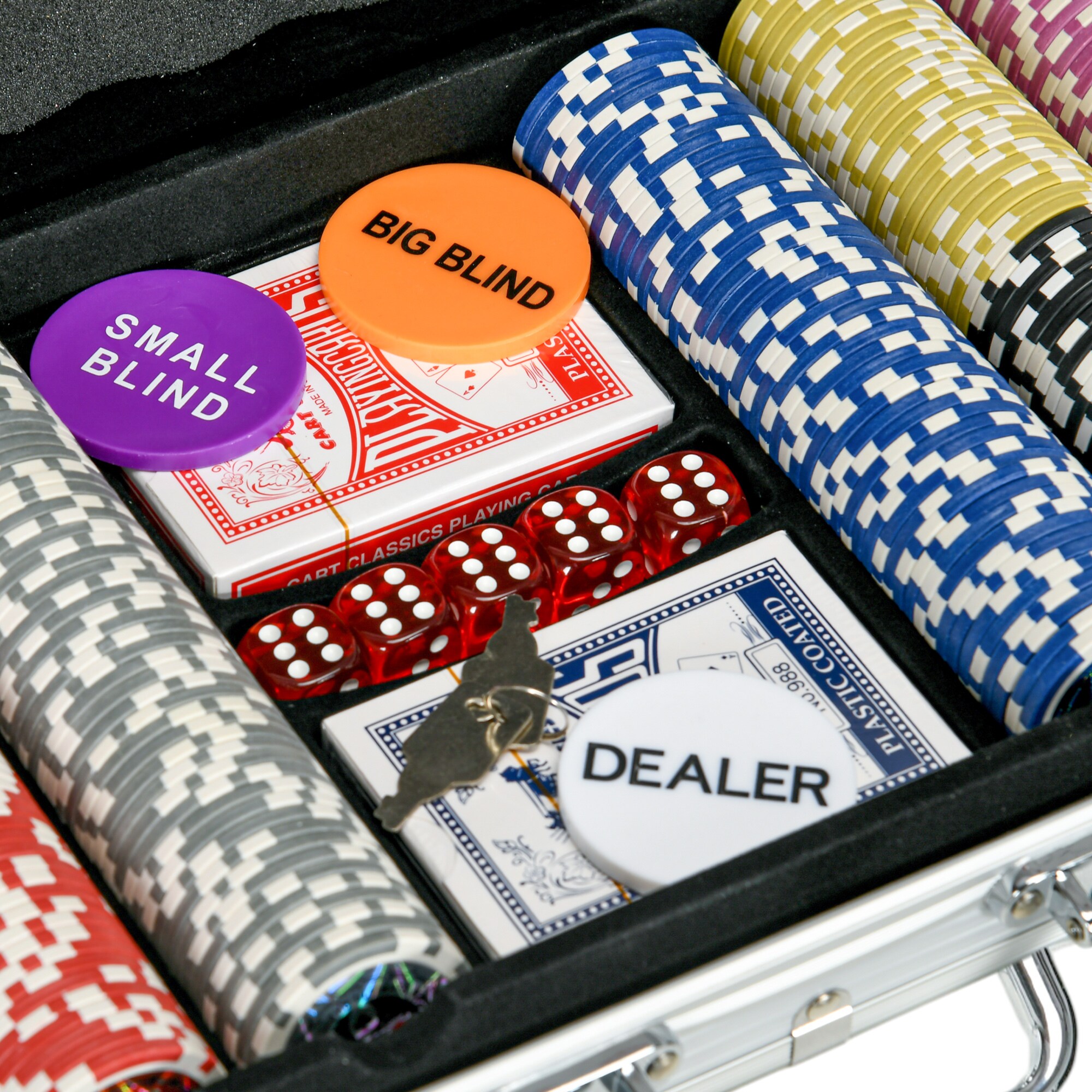 SPORTNOW Pokerkoffer mit 500 Chips silber 56L x 23,5B x 6,5H cm