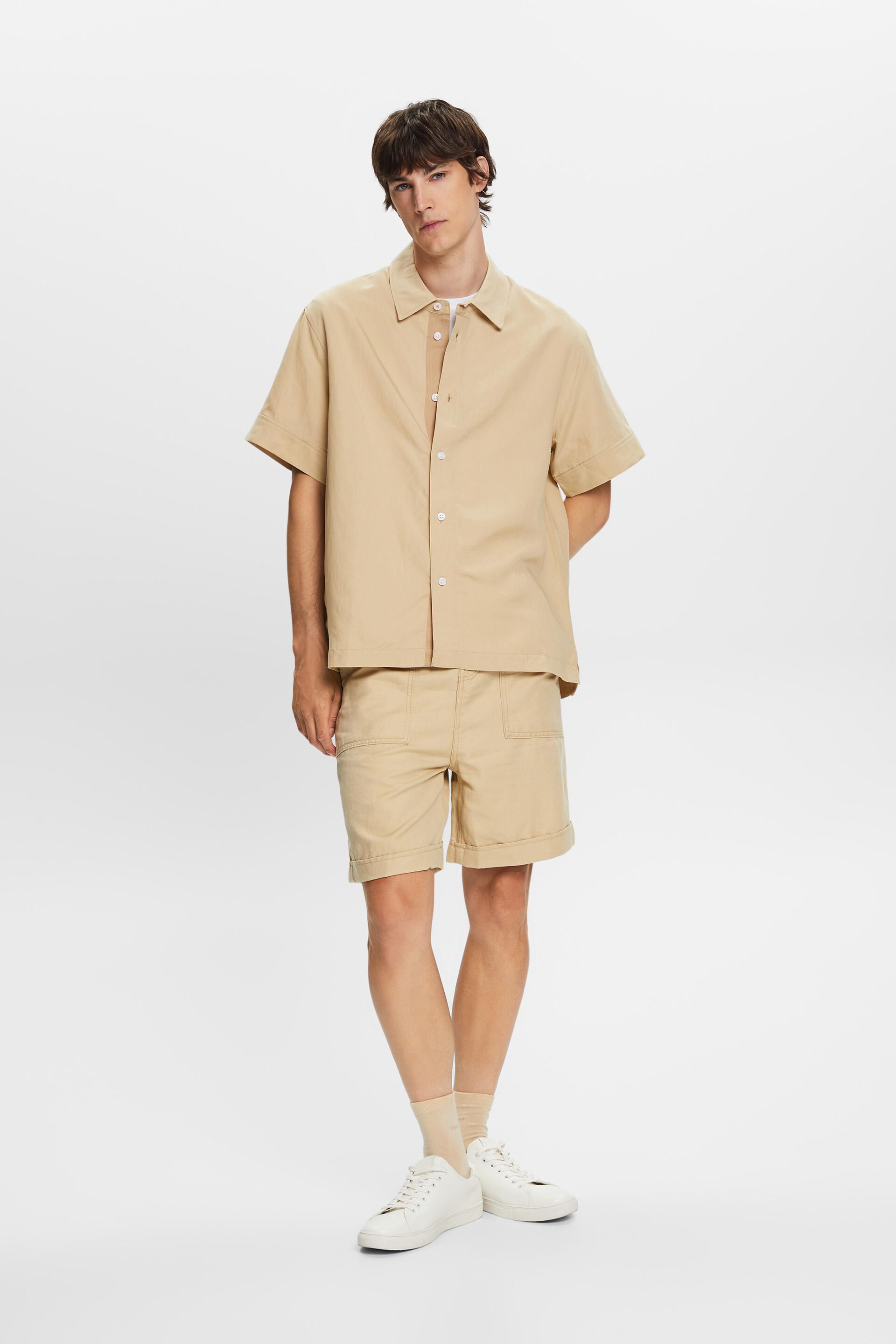 Chemise à manches courtes, lin mélangé