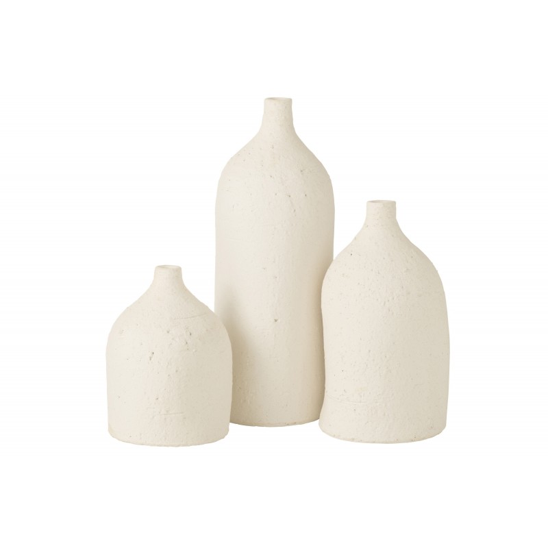 Vase col bouteille en céramique blanc 16x16x28 cm