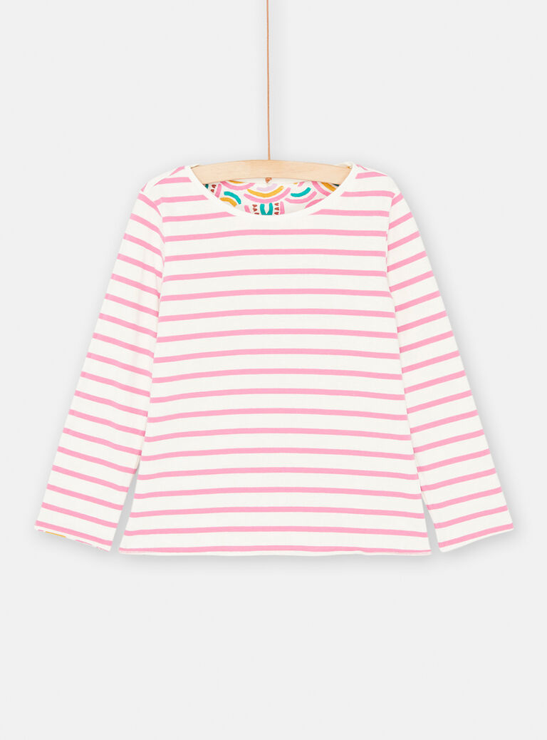 T-shirt réversible fond écru pour fille